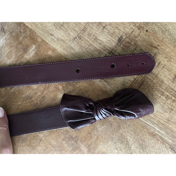 Vintage Wide Belt with Burgundy Leather Bow Knot Women’s Medium - Picture 3 of 5